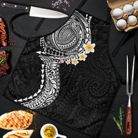 Hawaiian Tribal Tattoo and Plumeria Apron Polynesian Pattern Black Color