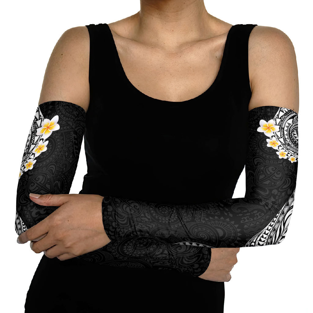 Hawaiian Tribal Tattoo and Plumeria Arm Sleeves Polynesian Pattern Black Color LT03 - Polynesian Pride