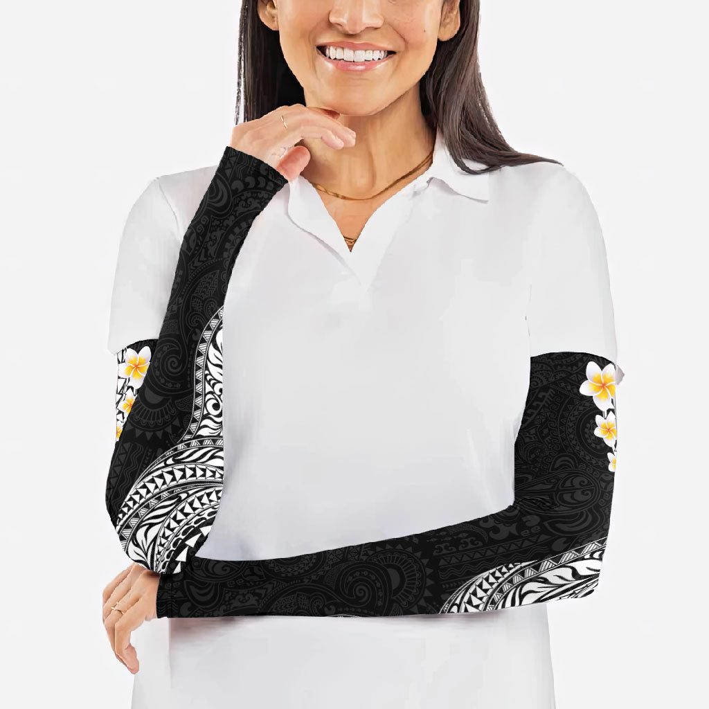 Hawaiian Tribal Tattoo and Plumeria Arm Sleeves Polynesian Pattern Black Color LT03 - Polynesian Pride