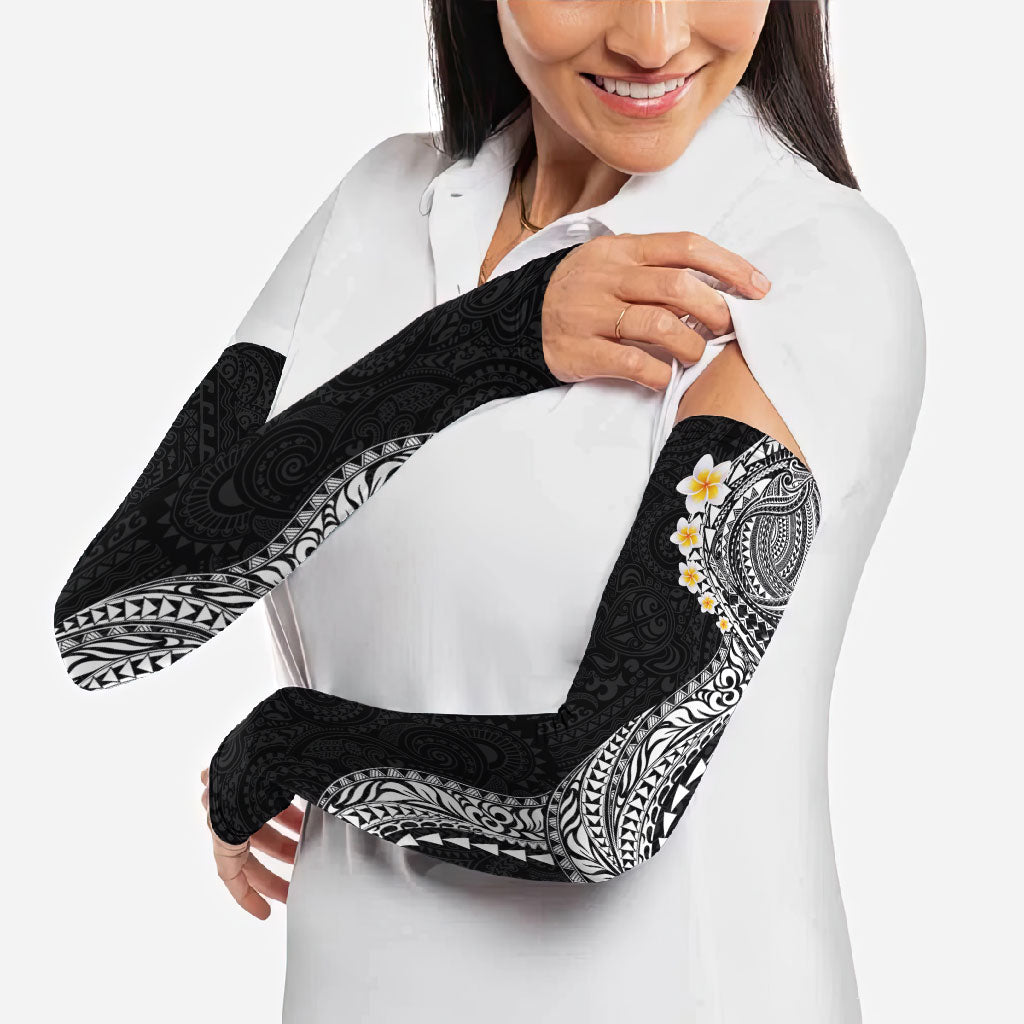 Hawaiian Tribal Tattoo and Plumeria Arm Sleeves Polynesian Pattern Black Color LT03 - Polynesian Pride