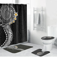 Hawaiian Tribal Tattoo and Plumeria Bathroom Set Polynesian Pattern Black Color