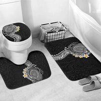 Hawaiian Tribal Tattoo and Plumeria Bathroom Set Polynesian Pattern Black Color