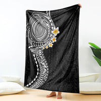 Hawaiian Tribal Tattoo and Plumeria Blanket Polynesian Pattern Black Color