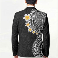 Hawaiian Tribal Tattoo and Plumeria Blazer Polynesian Pattern Black Color