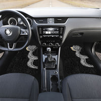 Hawaiian Tribal Tattoo and Plumeria Car Mats Polynesian Pattern Black Color