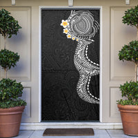 Hawaiian Tribal Tattoo and Plumeria Door Cover Polynesian Pattern Black Color LT03 Black - Polynesian Pride