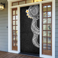 Hawaiian Tribal Tattoo and Plumeria Door Cover Polynesian Pattern Black Color LT03 - Polynesian Pride