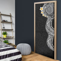 Hawaiian Tribal Tattoo and Plumeria Door Cover Polynesian Pattern Black Color LT03 - Polynesian Pride