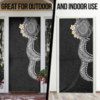 Hawaiian Tribal Tattoo and Plumeria Door Cover Polynesian Pattern Black Color LT03 - Polynesian Pride