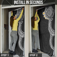 Hawaiian Tribal Tattoo and Plumeria Door Cover Polynesian Pattern Black Color LT03 - Polynesian Pride