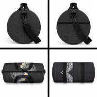 Hawaiian Tribal Tattoo and Plumeria Duffle Bag Polynesian Pattern Black Color