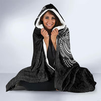 Hawaiian Tribal Tattoo and Plumeria Hooded Blanket Polynesian Pattern Black Color LT03 - Polynesian Pride