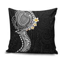 Hawaiian Tribal Tattoo and Plumeria Pillow Cover Polynesian Pattern Black Color LT03 Black - Polynesian Pride