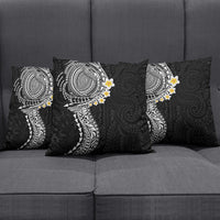 Hawaiian Tribal Tattoo and Plumeria Pillow Cover Polynesian Pattern Black Color LT03 - Polynesian Pride