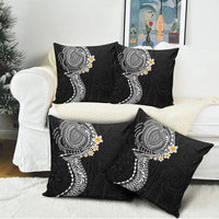 Hawaiian Tribal Tattoo and Plumeria Pillow Cover Polynesian Pattern Black Color LT03 - Polynesian Pride