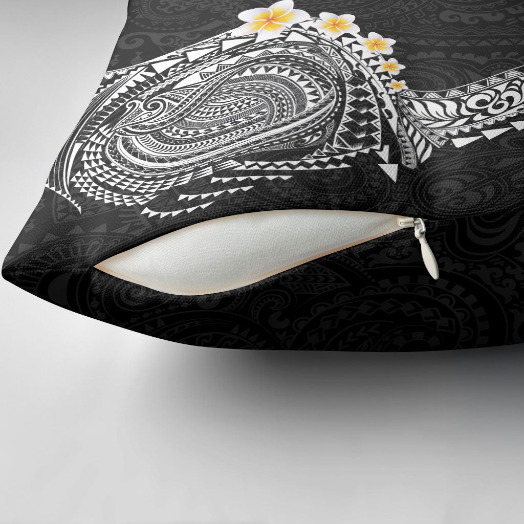 Hawaiian Tribal Tattoo and Plumeria Pillow Cover Polynesian Pattern Black Color LT03 - Polynesian Pride