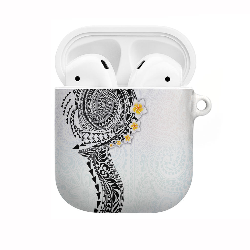Hawaiian Tribal Tattoo and Plumeria AirPods Case Polynesian Pattern White Color LT03 White - Polynesian Pride