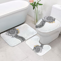 Hawaiian Tribal Tattoo and Plumeria Bathroom Set Polynesian Pattern White Color