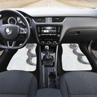 Hawaiian Tribal Tattoo and Plumeria Car Mats Polynesian Pattern White Color