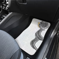 Hawaiian Tribal Tattoo and Plumeria Car Mats Polynesian Pattern White Color
