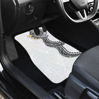 Hawaiian Tribal Tattoo and Plumeria Car Mats Polynesian Pattern White Color