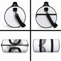 Hawaiian Tribal Tattoo and Plumeria Duffle Bag Polynesian Pattern White Color