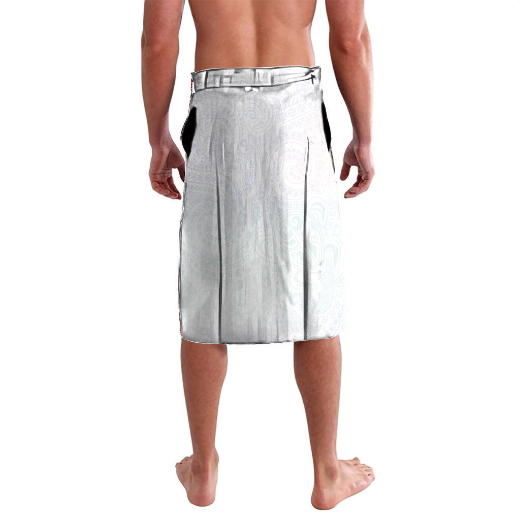 Hawaiian Tribal Tattoo and Plumeria Lavalava Polynesian Pattern White Color