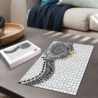 Hawaiian Tribal Tattoo and Plumeria Puzzle Polynesian Pattern White Color