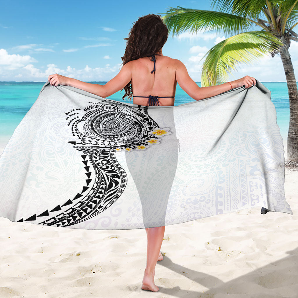 Hawaiian Tribal Tattoo and Plumeria Sarong Polynesian Pattern White Color