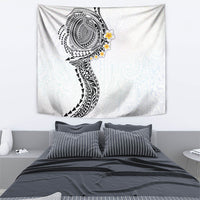 Hawaiian Tribal Tattoo and Plumeria Tapestry Polynesian Pattern White Color
