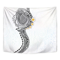 Hawaiian Tribal Tattoo and Plumeria Tapestry Polynesian Pattern White Color