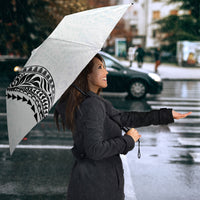 Hawaiian Tribal Tattoo and Plumeria Umbrella Polynesian Pattern White Color