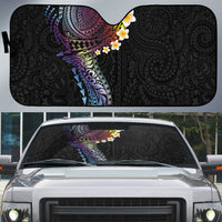 Hawaiian Tribal Tattoo and Plumeria Auto Sun Shade Polynesian Pattern Rainbow