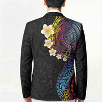 Hawaiian Tribal Tattoo and Plumeria Blazer Polynesian Pattern Rainbow