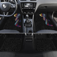 Hawaiian Tribal Tattoo and Plumeria Car Mats Polynesian Pattern Rainbow