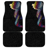 Hawaiian Tribal Tattoo and Plumeria Car Mats Polynesian Pattern Rainbow
