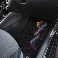 Hawaiian Tribal Tattoo and Plumeria Car Mats Polynesian Pattern Rainbow