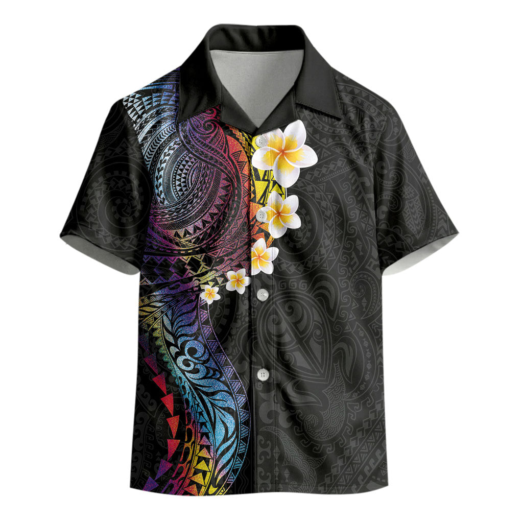 Hawaiian Tribal Tattoo and Plumeria Kid Hawaiian Shirt Polynesian Pattern Rainbow LT03 - Polynesian Pride