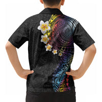 Hawaiian Tribal Tattoo and Plumeria Kid Hawaiian Shirt Polynesian Pattern Rainbow LT03 - Polynesian Pride