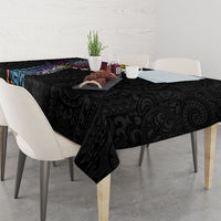 Hawaiian Tribal Tattoo and Plumeria Tablecloth Polynesian Pattern Rainbow
