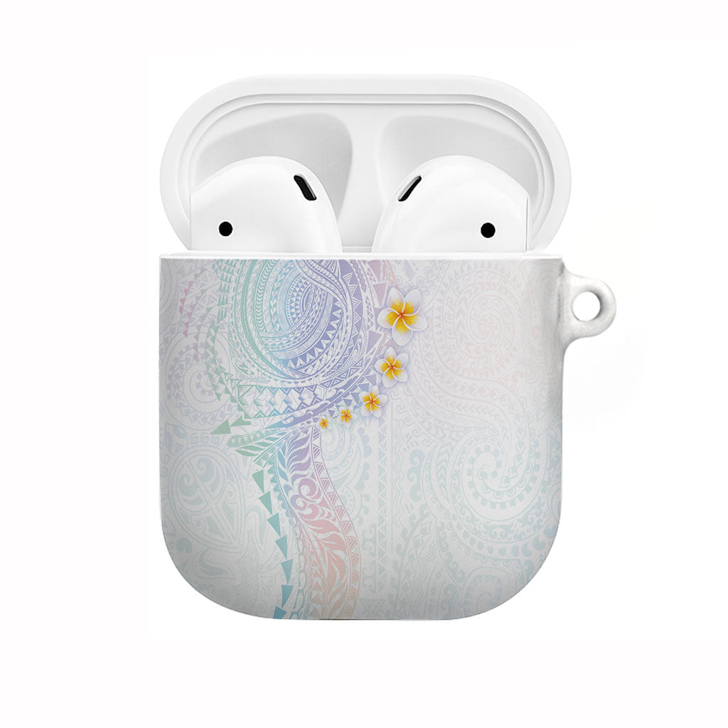Hawaiian Tribal Tattoo and Plumeria AirPods Case Polynesian Pattern Sweet LT03 White - Polynesian Pride