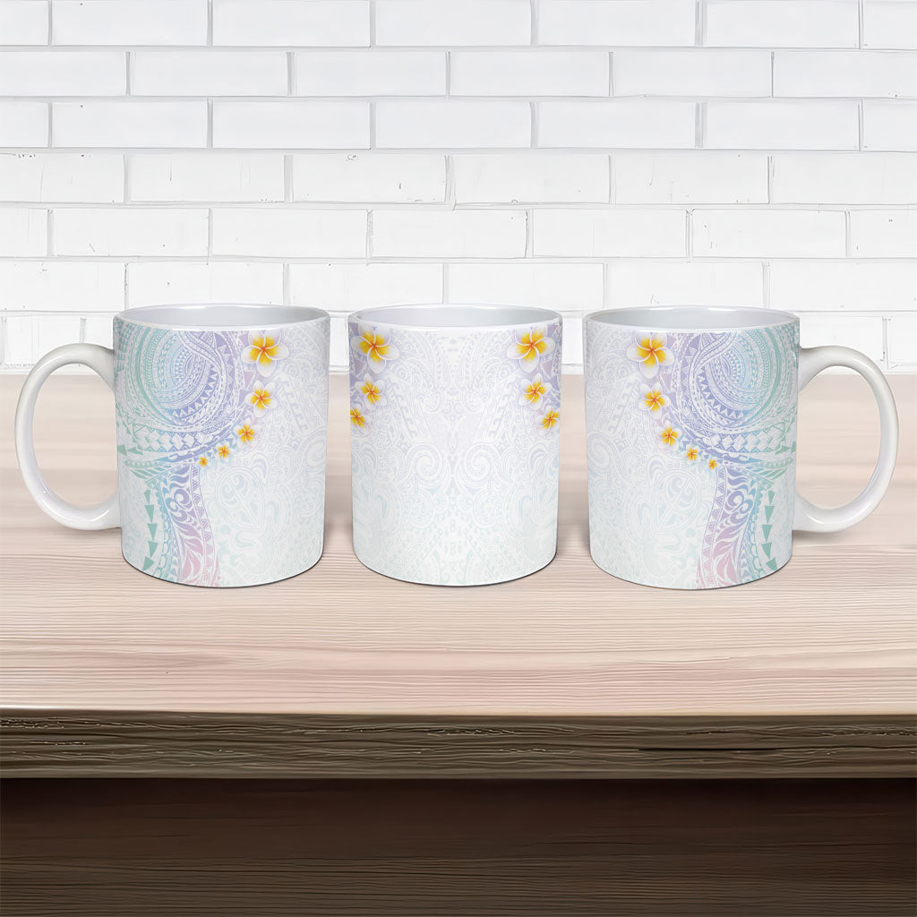 Hawaiian Tribal Tattoo and Plumeria Ceramic Mug Polynesian Pattern Sweet