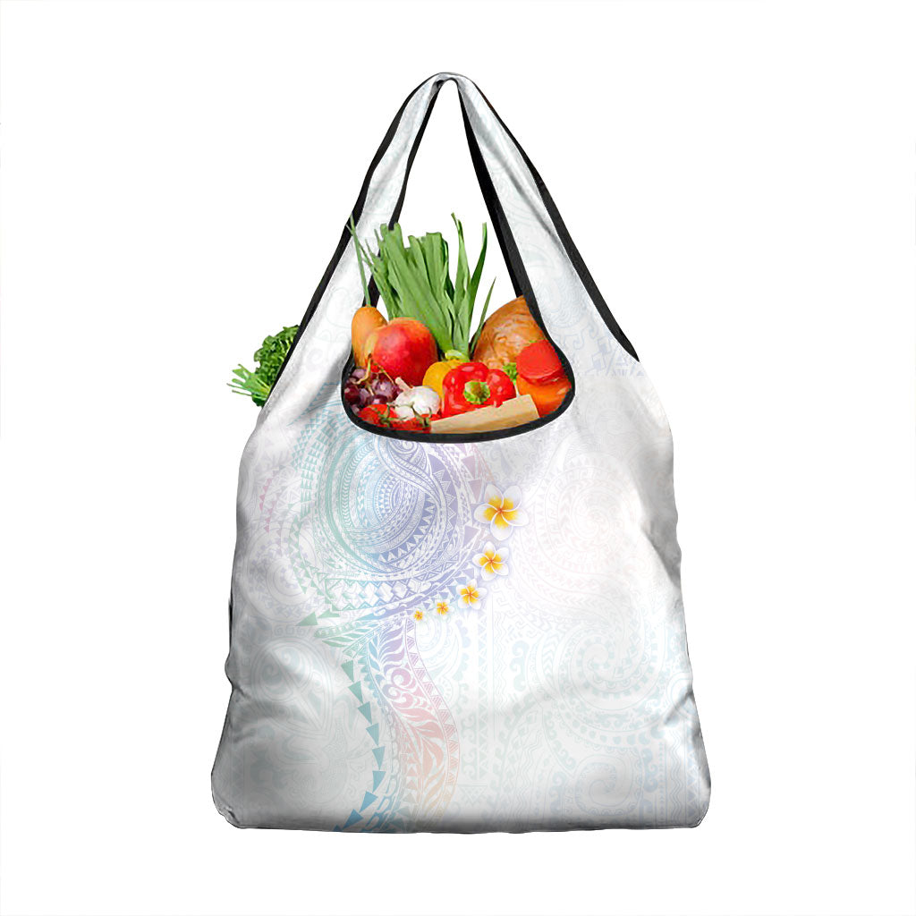 Hawaiian Tribal Tattoo and Plumeria Grocery Bag Polynesian Pattern Sweet LT03 1-pack One Size White - Polynesian Pride