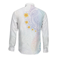 Hawaiian Tribal Tattoo and Plumeria Long Sleeve Button Shirt Polynesian Pattern Sweet LT03 - Polynesian Pride