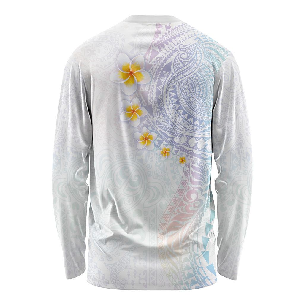 Hawaiian Tribal Tattoo and Plumeria Long Sleeve Shirt Polynesian Pattern Sweet LT03 - Polynesian Pride