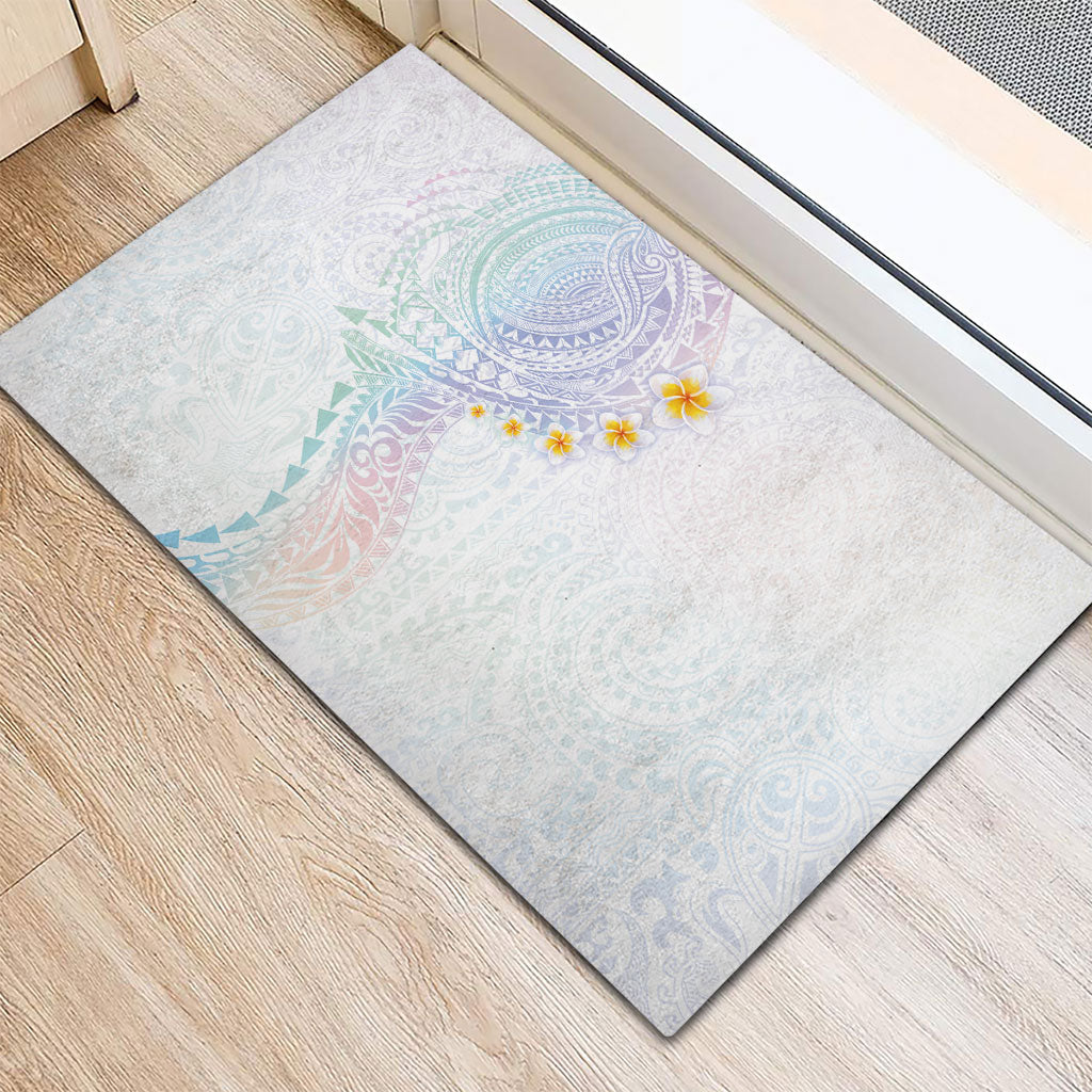 Hawaiian Tribal Tattoo and Plumeria Rubber Doormat Polynesian Pattern Sweet