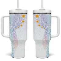 Hawaiian Tribal Tattoo and Plumeria Tumbler With Handle Polynesian Pattern Sweet LT03 One Size: 40 oz White - Polynesian Pride