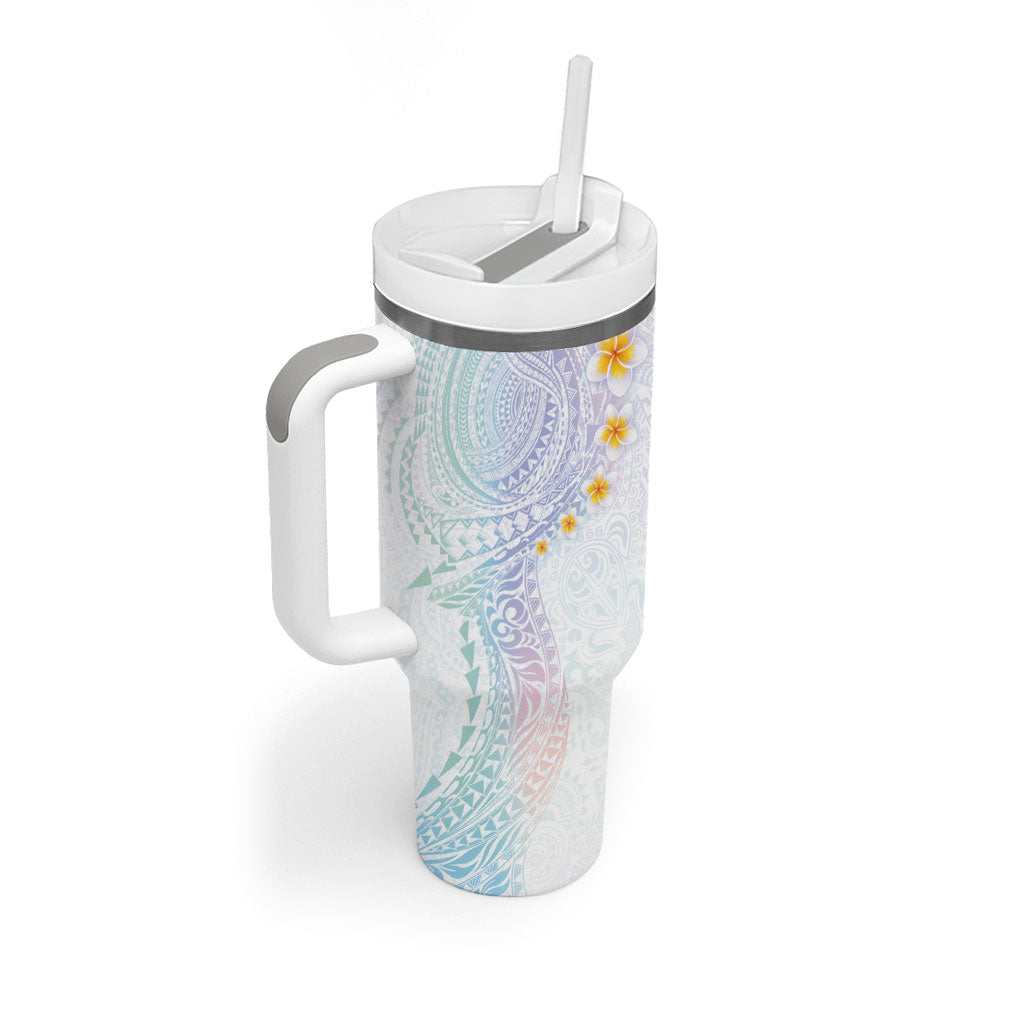 Hawaiian Tribal Tattoo and Plumeria Tumbler With Handle Polynesian Pattern Sweet LT03 - Polynesian Pride