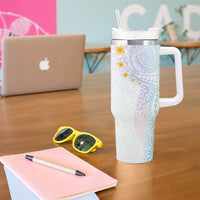 Hawaiian Tribal Tattoo and Plumeria Tumbler With Handle Polynesian Pattern Sweet LT03 - Polynesian Pride