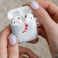 Hawaiian Tribal Tattoo and Hibiscus AirPods Case Polynesian Pattern Airy White Blue Cloud